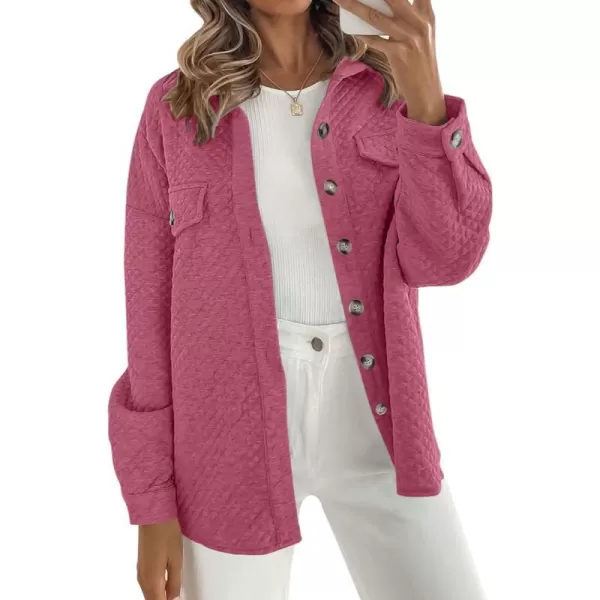 imageZESICA Womens Casual Long Sleeve Button Down Loose Lightweight Shacket Shirt Jacket Coat Outerwear with PocketsPlum
