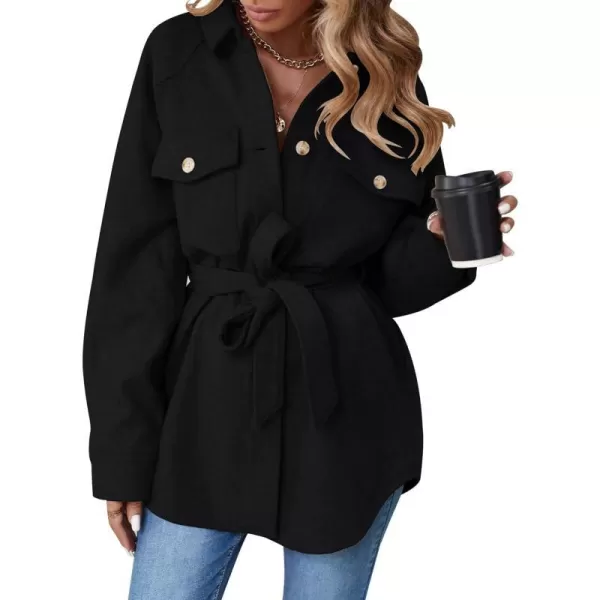 imageZESICA Womens Casual Trench Coat Long Sleeve Lapel Button Down Belted Jacket Outerwear Peacoat with PocketsCharcoal