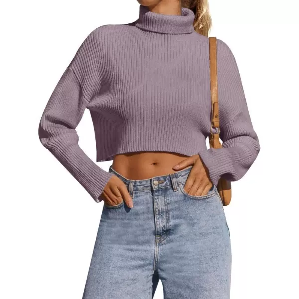 imageZESICA Womens Cropped Turtleneck Sweaters 2023 Fall Long Sleeve Ribbed Knit Oversized Casual Pullover Sweater TopsTaro