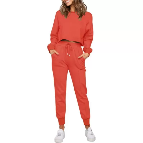 imageZESICA Womens Long Sleeve Crop Top and Pants Pajama Sets 2 Piece Jogger Long Sleepwear Loungewear Pjs SetsWatermelon