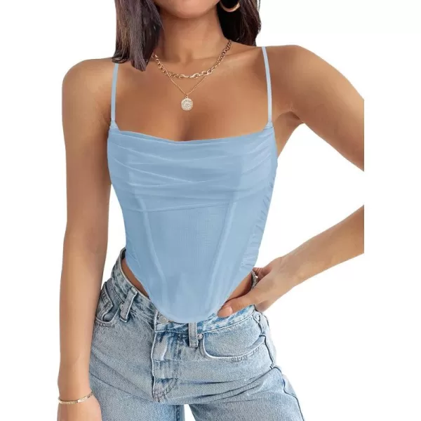 imageZESICA Womens Sexy Bustier Crop Top Spaghetti Straps Backless Y2k Club Party Cami Corset TopsBlue
