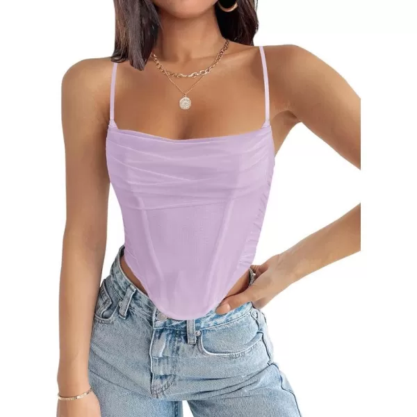 imageZESICA Womens Sexy Bustier Crop Top Spaghetti Straps Backless Y2k Club Party Cami Corset TopsPurple