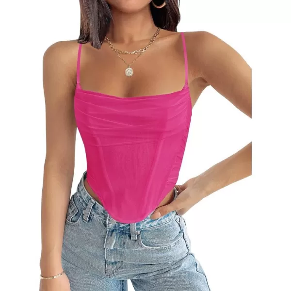 imageZESICA Womens Sexy Bustier Crop Top Spaghetti Straps Backless Y2k Club Party Cami Corset TopsRose