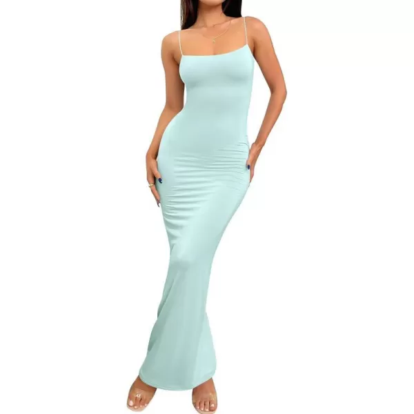 imageZESICA Womens Spaghetti Strap Bodycon Maxi Dress 2023 Summer Sleeveless Backless Cocktail Wedding Party Long DressesLightgreen