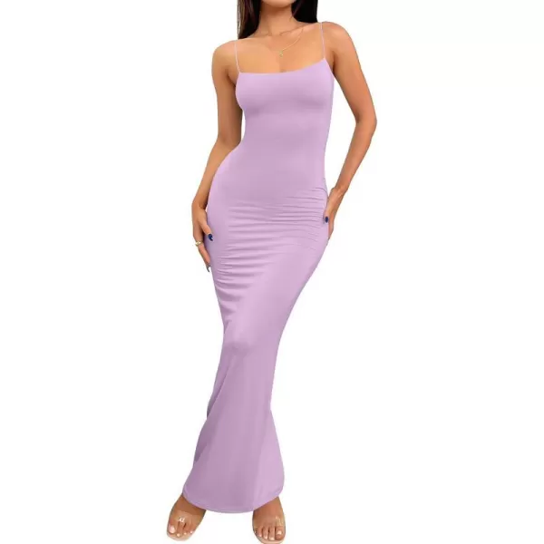 imageZESICA Womens Spaghetti Strap Bodycon Maxi Dress 2023 Summer Sleeveless Backless Cocktail Wedding Party Long DressesPurple