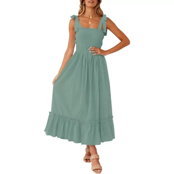 imageZESICA Womens Summer Boho Spaghetti Strap Square Neck Solid Color Ruffle A Line Beach Long Maxi DressZESICA Womens Summer Boho Spaghetti Strap Square Neck Solid Color Ruffle A Line Beach Long Maxi Dress
