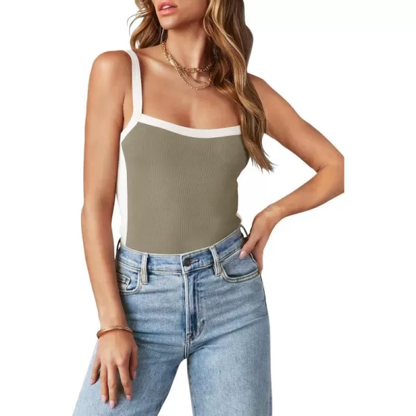 imageZESICA Womens Summer Spaghetti Straps Tank Tops Sleeveless Ribbed Knit Slim Fit Basic Camisole Tee ShirtsGrey