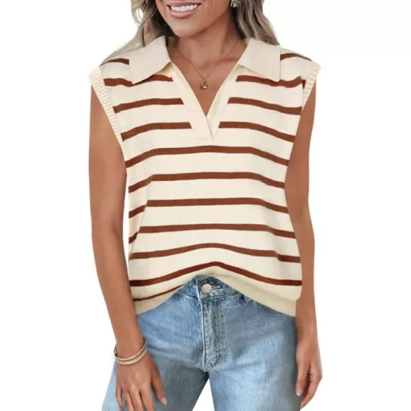 imageZESICA Womens Summer Sweaters Vest 2024 V Neck Cap Sleeve Sleeveless Ribbed Knit Spring Tank TopsRust