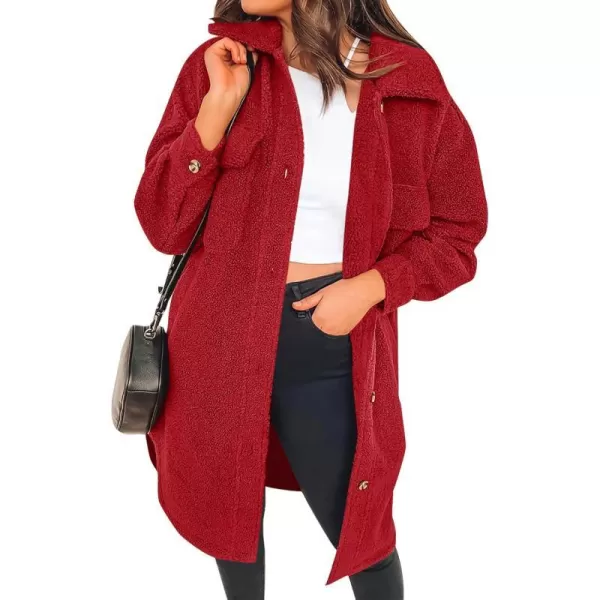 imageZESICA Womens Winter Fuzzy Fleece Lapel Button Down Open Front Faux Fur Long Jacket Coat Outwear with PocketsRedSmallZESICA Womens Winter Fuzzy Fleece Lapel Button Down Open Front Faux Fur Long Jacket Coat Outwear with PocketsRedSmall
