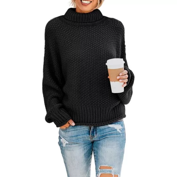 imageZESICAnbspWomens 2024 Fall Long Sleeve Turtleneck Casual Loose Chunky Knitted Pullover Sweater Jumper TopsBlack
