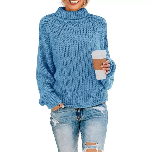 imageZESICAnbspWomens 2024 Fall Long Sleeve Turtleneck Casual Loose Chunky Knitted Pullover Sweater Jumper TopsBlue