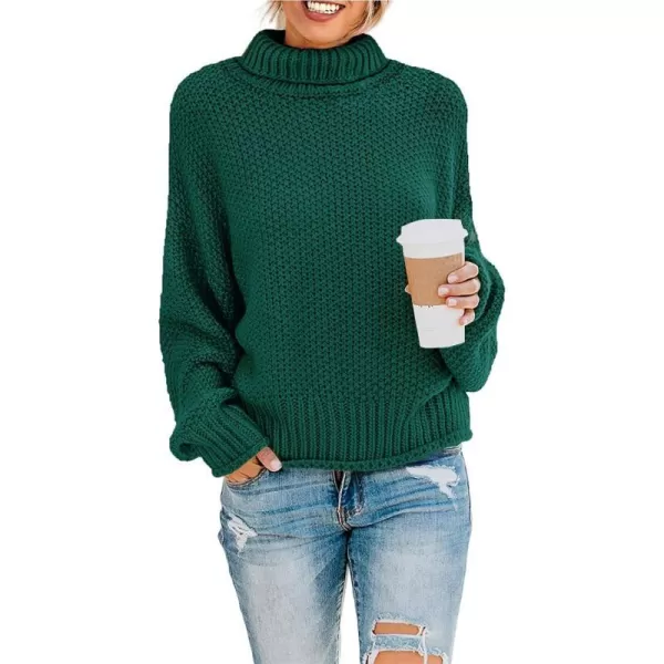 imageZESICAnbspWomens 2024 Fall Long Sleeve Turtleneck Casual Loose Chunky Knitted Pullover Sweater Jumper TopsDarkgreen