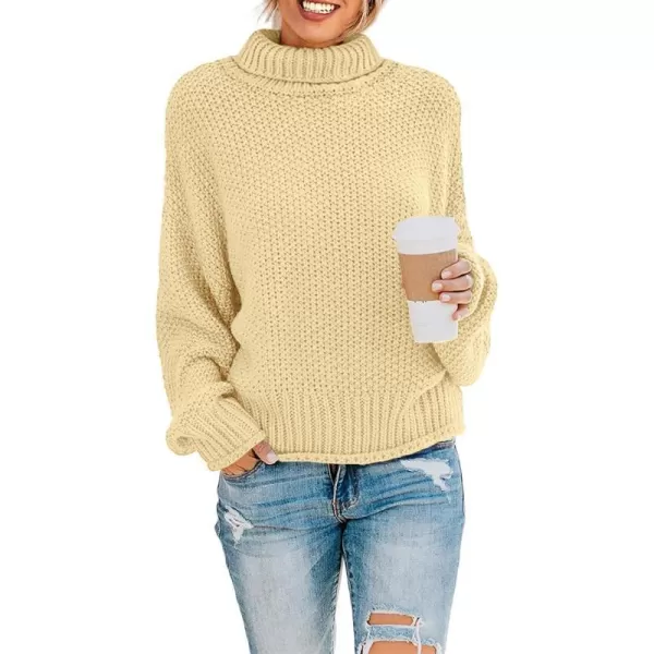 imageZESICAnbspWomens 2024 Fall Long Sleeve Turtleneck Casual Loose Chunky Knitted Pullover Sweater Jumper TopsLemon