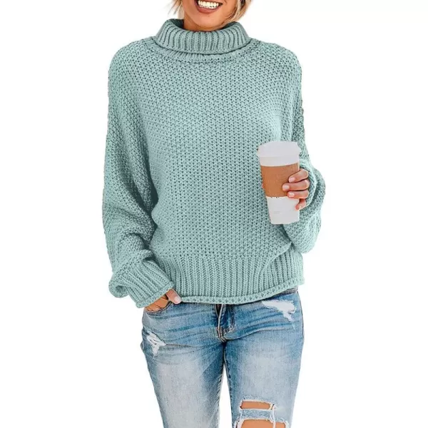 imageZESICAnbspWomens 2024 Fall Long Sleeve Turtleneck Casual Loose Chunky Knitted Pullover Sweater Jumper TopsMint