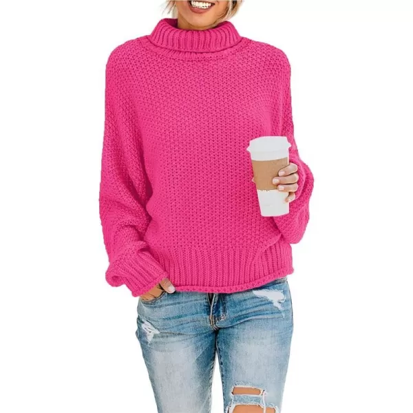 imageZESICAnbspWomens 2024 Fall Long Sleeve Turtleneck Casual Loose Chunky Knitted Pullover Sweater Jumper TopsRose