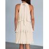 imageZESICA Womens 2025 Summer Halter Dresses Sleeveless Ruffle Tiered Layered Chiffon Pleated A Line Swing Mini DressApricot