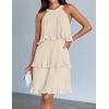 imageZESICA Womens 2025 Summer Halter Dresses Sleeveless Ruffle Tiered Layered Chiffon Pleated A Line Swing Mini DressApricot