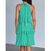 imageZESICA Womens 2025 Summer Halter Dresses Sleeveless Ruffle Tiered Layered Chiffon Pleated A Line Swing Mini DressAqua