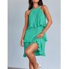 imageZESICA Womens 2025 Summer Halter Dresses Sleeveless Ruffle Tiered Layered Chiffon Pleated A Line Swing Mini DressAqua