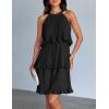 imageZESICA Womens 2025 Summer Halter Dresses Sleeveless Ruffle Tiered Layered Chiffon Pleated A Line Swing Mini DressDark Black
