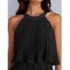 imageZESICA Womens 2025 Summer Halter Dresses Sleeveless Ruffle Tiered Layered Chiffon Pleated A Line Swing Mini DressDark Black