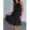 imageZESICA Womens 2025 Summer Halter Dresses Sleeveless Ruffle Tiered Layered Chiffon Pleated A Line Swing Mini DressDark Black
