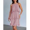 imageZESICA Womens 2025 Summer Halter Dresses Sleeveless Ruffle Tiered Layered Chiffon Pleated A Line Swing Mini DressDarkpink