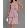 imageZESICA Womens 2025 Summer Halter Dresses Sleeveless Ruffle Tiered Layered Chiffon Pleated A Line Swing Mini DressDarkpink