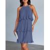 imageZESICA Womens 2025 Summer Halter Dresses Sleeveless Ruffle Tiered Layered Chiffon Pleated A Line Swing Mini DressDusty Blue