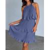 imageZESICA Womens 2025 Summer Halter Dresses Sleeveless Ruffle Tiered Layered Chiffon Pleated A Line Swing Mini DressDusty Blue