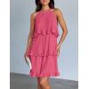 imageZESICA Womens 2025 Summer Halter Dresses Sleeveless Ruffle Tiered Layered Chiffon Pleated A Line Swing Mini DressHot Pink