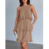 imageZESICA Womens 2025 Summer Halter Dresses Sleeveless Ruffle Tiered Layered Chiffon Pleated A Line Swing Mini DressKhaki