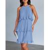 imageZESICA Womens 2025 Summer Halter Dresses Sleeveless Ruffle Tiered Layered Chiffon Pleated A Line Swing Mini DressLight Blue