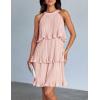 imageZESICA Womens 2025 Summer Halter Dresses Sleeveless Ruffle Tiered Layered Chiffon Pleated A Line Swing Mini DressPink