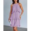 imageZESICA Womens 2025 Summer Halter Dresses Sleeveless Ruffle Tiered Layered Chiffon Pleated A Line Swing Mini DressPurple