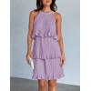 imageZESICA Womens 2025 Summer Halter Dresses Sleeveless Ruffle Tiered Layered Chiffon Pleated A Line Swing Mini DressPurple