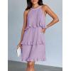 imageZESICA Womens 2025 Summer Halter Dresses Sleeveless Ruffle Tiered Layered Chiffon Pleated A Line Swing Mini DressPurple