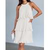 imageZESICA Womens 2025 Summer Halter Dresses Sleeveless Ruffle Tiered Layered Chiffon Pleated A Line Swing Mini DressWhite