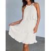 imageZESICA Womens 2025 Summer Halter Dresses Sleeveless Ruffle Tiered Layered Chiffon Pleated A Line Swing Mini DressWhite