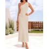 imageZESICA Womens 2025 Summer One Shoulder Sleeveless Maxi Dress Casual Floral Ribbed Knit Backless Cocktail Party Long DressesApricot