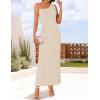 imageZESICA Womens 2025 Summer One Shoulder Sleeveless Maxi Dress Casual Floral Ribbed Knit Backless Cocktail Party Long DressesApricot