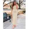 imageZESICA Womens 2025 Summer One Shoulder Sleeveless Maxi Dress Casual Floral Ribbed Knit Backless Cocktail Party Long DressesApricot