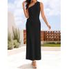 imageZESICA Womens 2025 Summer One Shoulder Sleeveless Maxi Dress Casual Floral Ribbed Knit Backless Cocktail Party Long DressesBlack