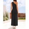 imageZESICA Womens 2025 Summer One Shoulder Sleeveless Maxi Dress Casual Floral Ribbed Knit Backless Cocktail Party Long DressesBlack