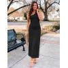 imageZESICA Womens 2025 Summer One Shoulder Sleeveless Maxi Dress Casual Floral Ribbed Knit Backless Cocktail Party Long DressesBlack