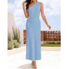 imageZESICA Womens 2025 Summer One Shoulder Sleeveless Maxi Dress Casual Floral Ribbed Knit Backless Cocktail Party Long DressesBlue