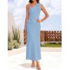 imageZESICA Womens 2025 Summer One Shoulder Sleeveless Maxi Dress Casual Floral Ribbed Knit Backless Cocktail Party Long DressesBlue