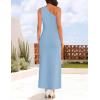 imageZESICA Womens 2025 Summer One Shoulder Sleeveless Maxi Dress Casual Floral Ribbed Knit Backless Cocktail Party Long DressesBlue