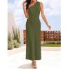 imageZESICA Womens 2025 Summer One Shoulder Sleeveless Maxi Dress Casual Floral Ribbed Knit Backless Cocktail Party Long DressesGreen