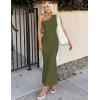 imageZESICA Womens 2025 Summer One Shoulder Sleeveless Maxi Dress Casual Floral Ribbed Knit Backless Cocktail Party Long DressesGreen